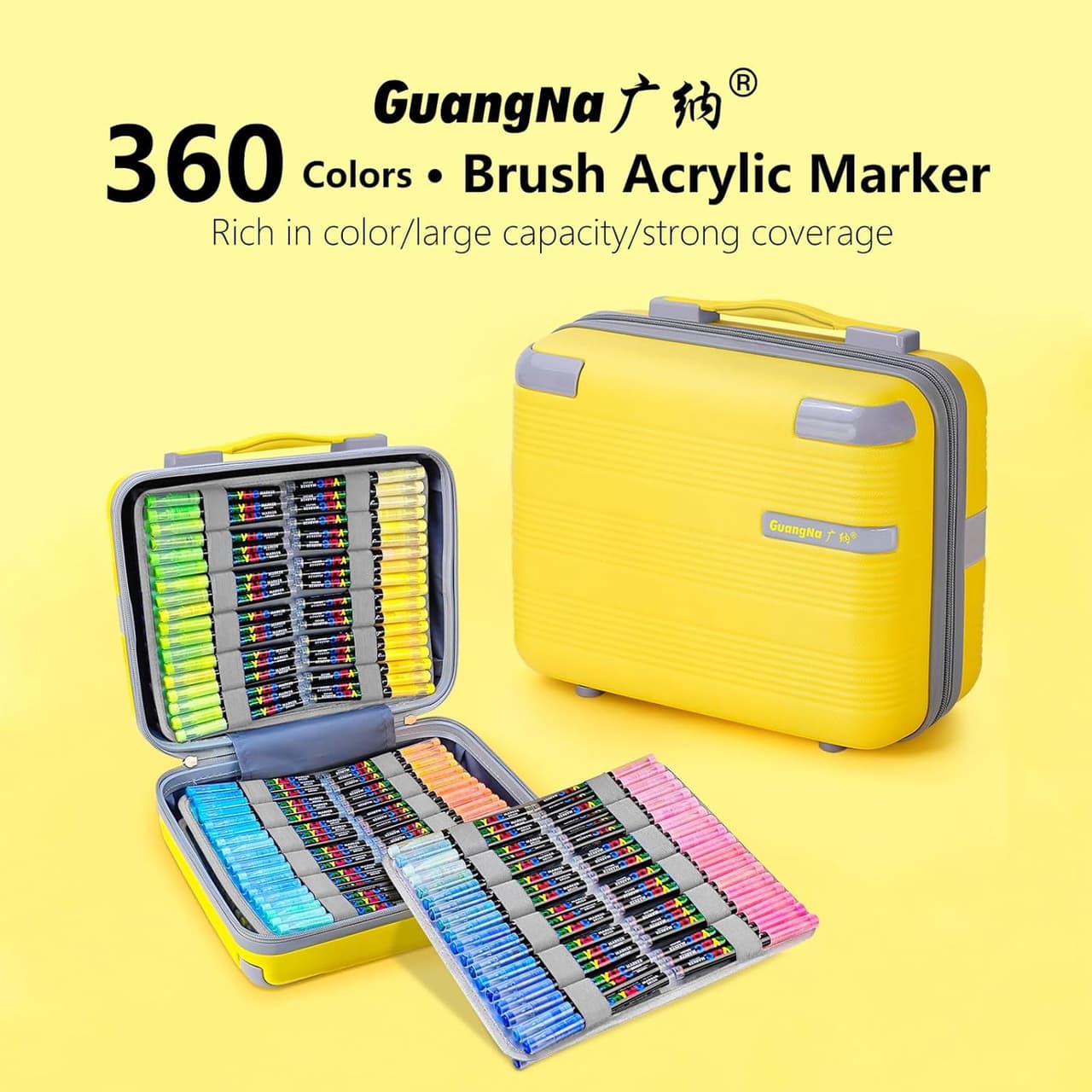 Acrylic Brush Marker. GuangNa. Flexible tip. 360pcs