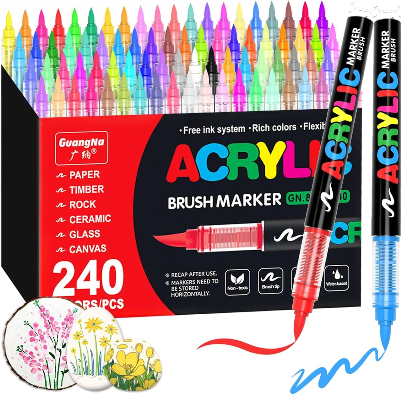 Acrylic Brush Marker. GuangNa. Flexible tip. 240pcs