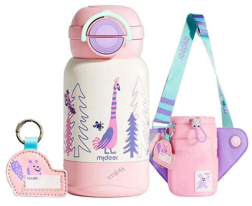 Mideer. Double Drinking Insulation Cup. Pink Peacock