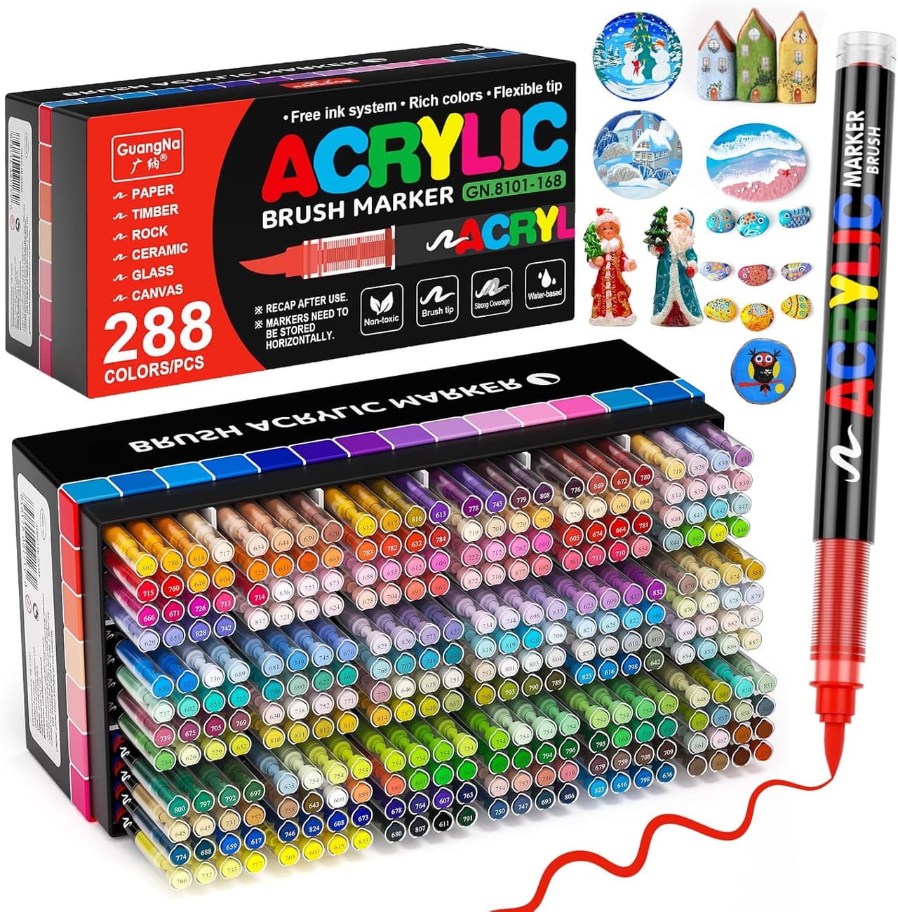Acrylic Brush Marker. GuangNa. Flexible tip. 288pcs