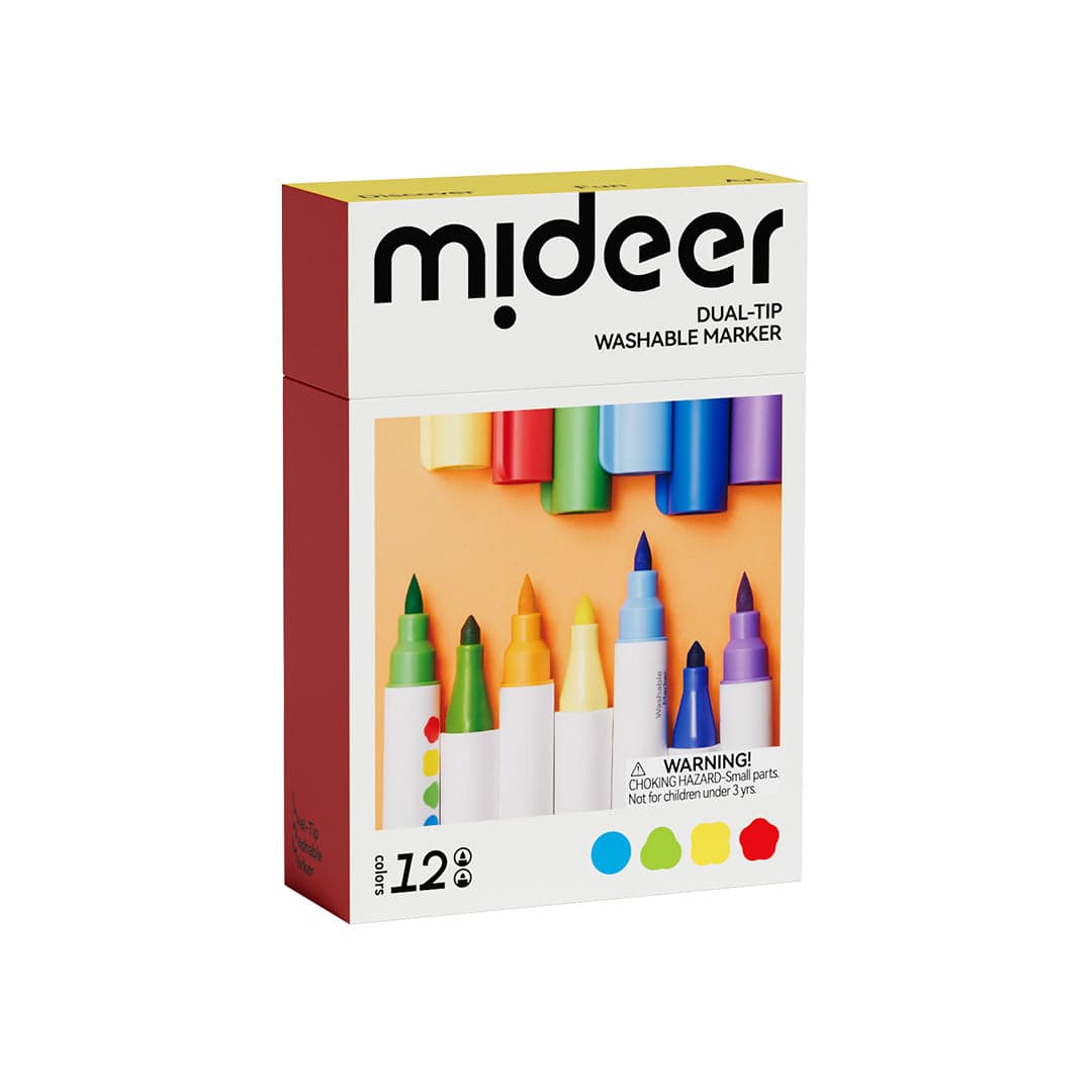 Mideer. Dual-Tip Washable Marker. 12 Colors