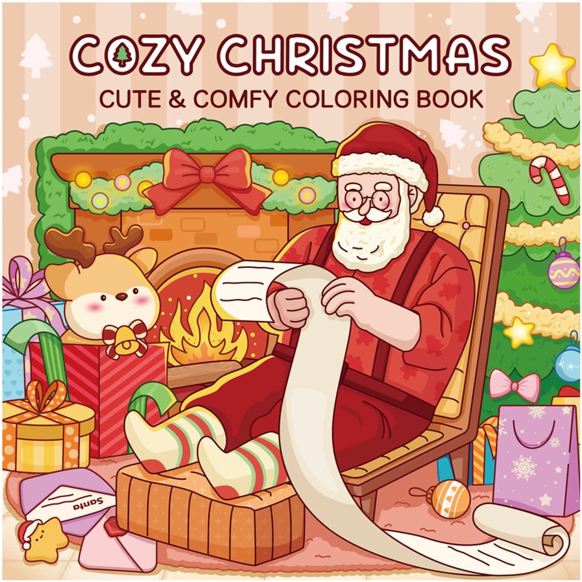 Cozy Christmas Santa. Раскраска