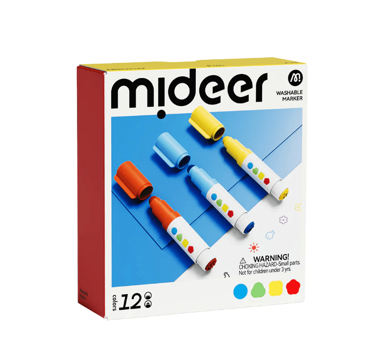 Mideer. Round-Tip Stamper Washable Marker. 12 colors