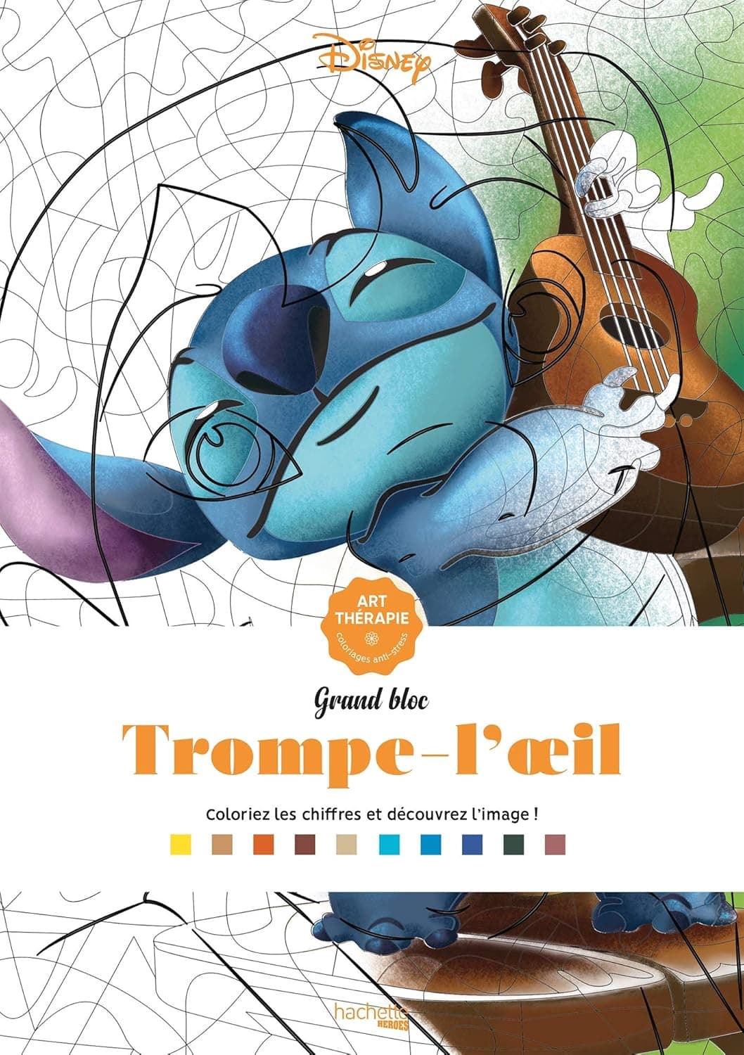 GRAND BLOC DISNEY TROMPE-L'OEIL - COLORIE LES CHIFFRES ET DECOUVRE L'IMAGE