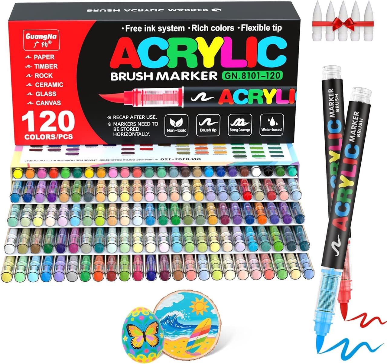 Acrylic Brush Marker. GuangNa. Flexible tip. 120pcs